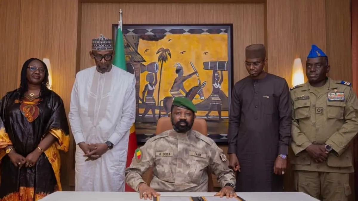 Mali junta leader Goita hosted the signing event in capital Bamako